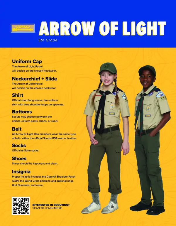 Arrow of Light Cub Scout uniform guide — 5th Grade