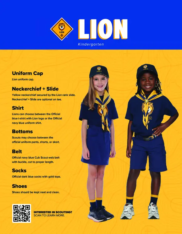 Lion Cub Scout uniform guide — Kindergarten